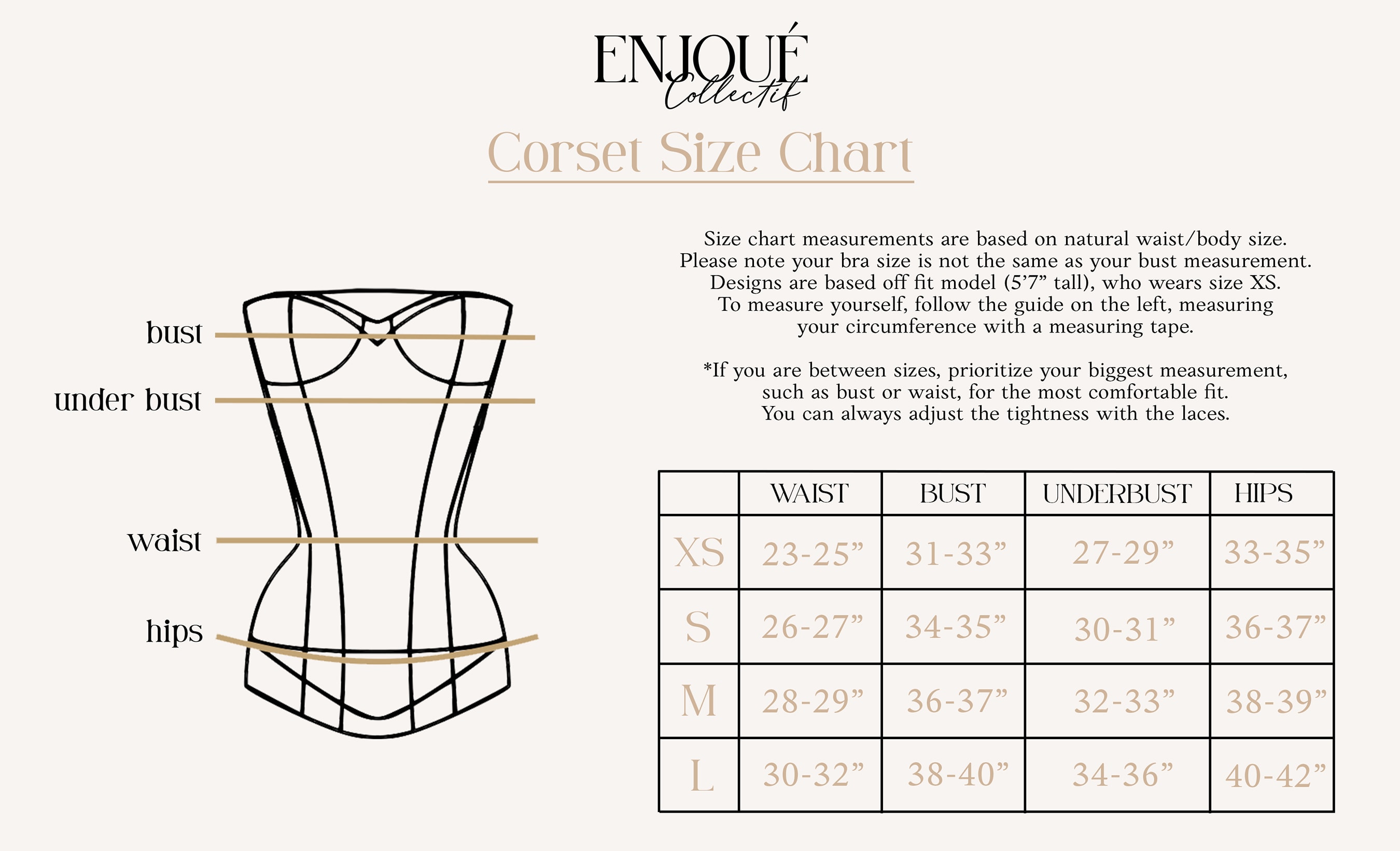 Women Sizes Chart  Common Body Measurements from XS to 5X